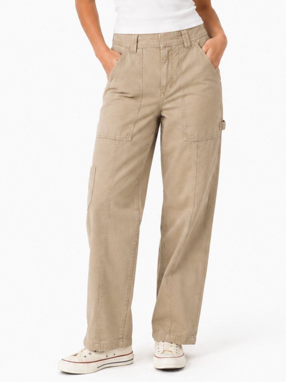 SUNDAY BEST Oscar Carpenter Pant Aritzia Mid-Rise Utility Tan Khaki Women 0 x 29